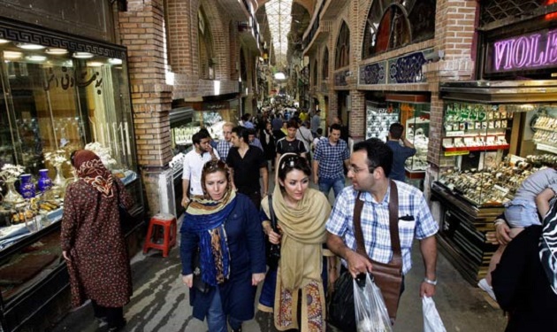Iranians shop in Tehran's old main bazaar