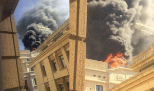 بالصور.. حريق كبير على سطح مبنى اوتيل Le Patio في وسط بيروت