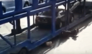 بالفيديو… طفلة تنجو بأعجوبة رغم سقوطها تحت عجلات شاحنة