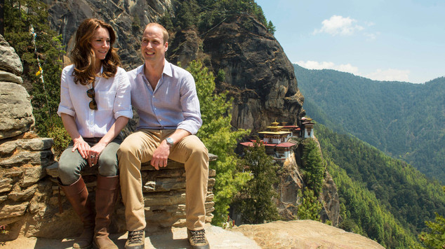 The Duke and Duchess of Cambridge during their hike to the Tiger's Nest Monastery