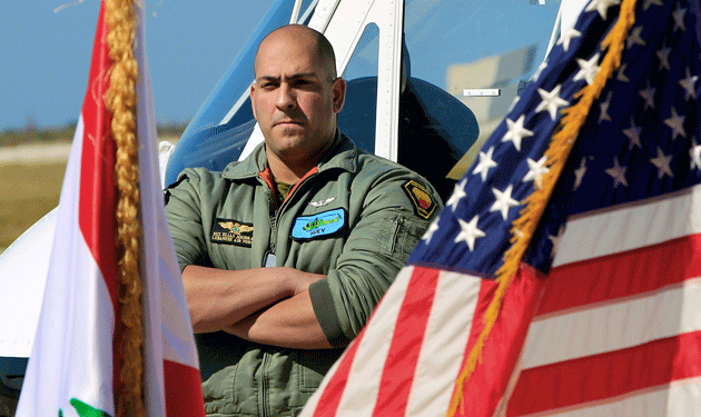 Lebanese-army-pilot-at-beirut-Airport-Lebanon-usa-flag