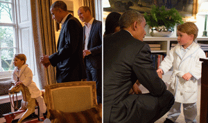 بالصور… الأمير جورج يستقبل أوباما بـ”البيجاما”
