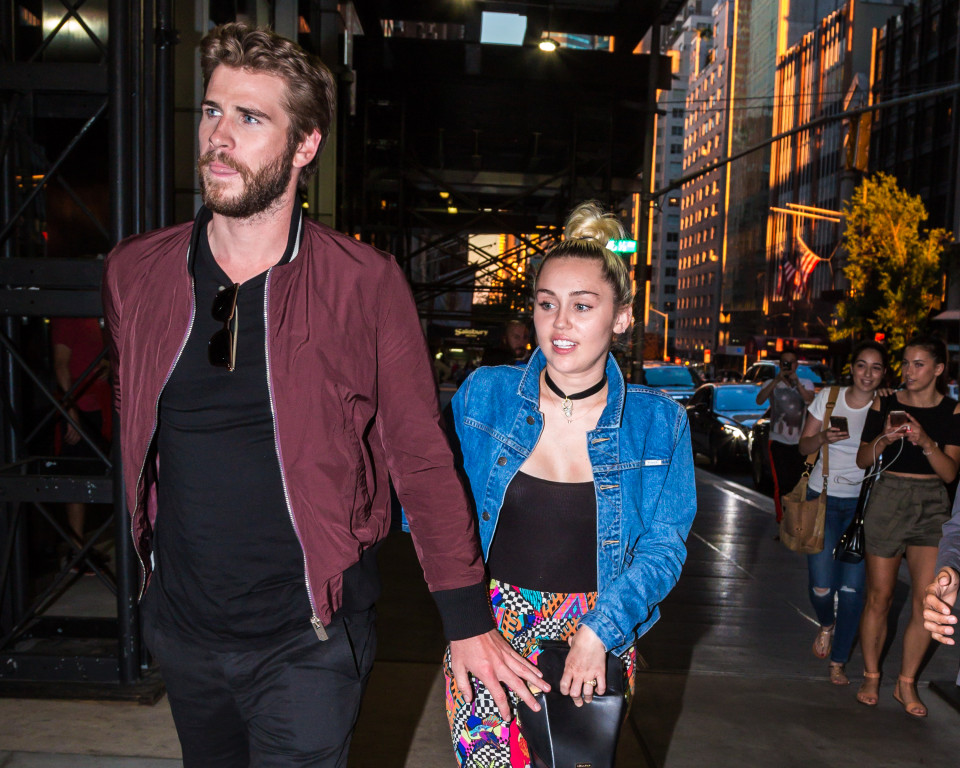 Miley Cyrus and Liam Hemsworth put on a rare display of PDA as they headed out in NYC, New York for a date night. The once again reunited couple headed to the SoHo House for Dinner with a few pals. Pictured: Liam Hemsworth, Miley Cyrus Ref: SPL1302310 140616 Picture by: Allan Bregg / Splash News Splash News and Pictures Los Angeles: 310-821-2666 New York: 212-619-2666 London: 870-934-2666 photodesk@splashnews.com