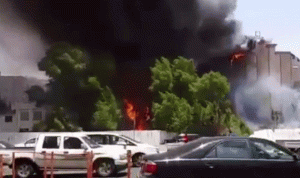 بالفيديو… حريق ضخم في أحد فنادق مكة