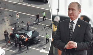 بالفيديو… تعرض سيارة الرئيس الروسي لحادث!