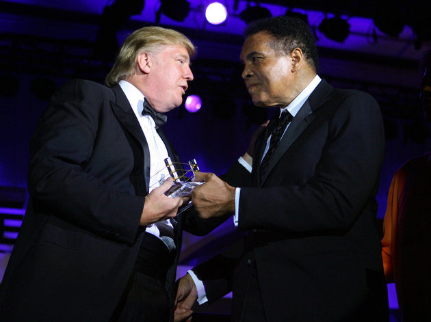Donald Trump and Muhammad Ali during Muhammad Ali's Celebrity Fight Night XIII - Show at Marriot Desert Ridge Resort & Spa in Phoenix, Arizona, United States. (Photo by John Shearer/WireImage)