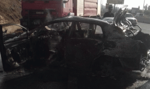 انفجار سيارة على اوتوستراد الزهراني