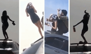 بالفيديو… فتاة ثملة ترقص فوق سيارة في السعودية
