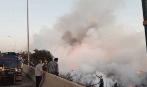 اعتصام لشبان من برجا احتجاجاً عل حرق النفايات في الجية
