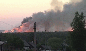 انفجار نتيجة حريق في روسيا
