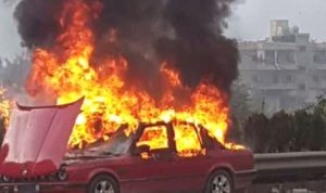 بالفيديو: حريق في سيارة على “المتن السريع”