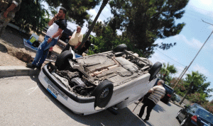 حادث سير عند دوار الحسبة في صيدا