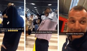 ارتدى 15 قميصا لتجنب رسوم الوزن الزائد