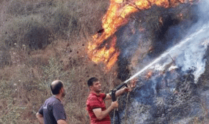 حريق في وادي عين الدلبة في مشحا