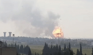 المرصد السوري: قصف اسرائيلي استهدف مستودع أسلحة للحزب في حمص (فيديو)