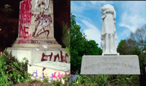 احراق تمثال كريستوفر كولومبوس في فرجينيا واغراقه في بحيرة (بالفيديو والصور)