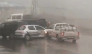 بالفيديو- حادث سير بين عددٍ من السيارات في رويسات صوفر