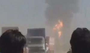 حريق شاحنات وقود ضخمة على حدود إيران وأفغانستان