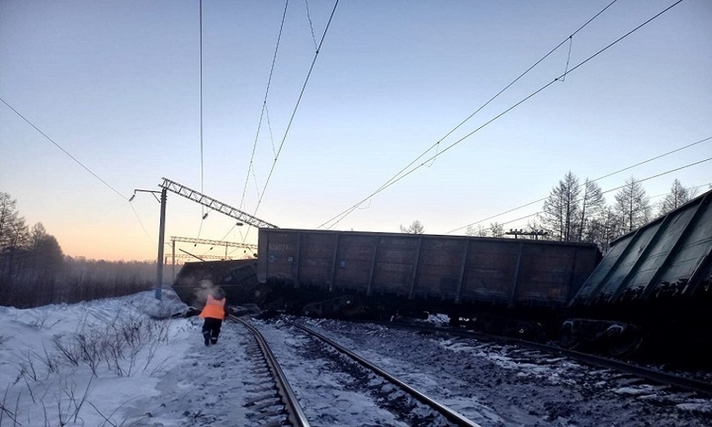 خروج قطار شحن عن مساره في روسيا