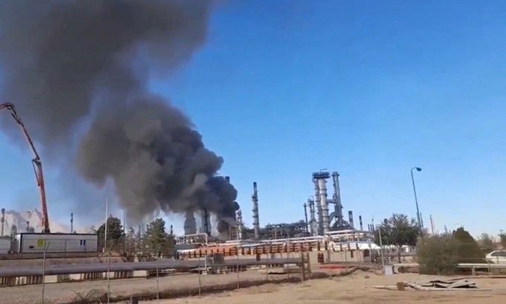 بالفيديو: حريق بمصفاة نفط في أصفهان الإيرانية
