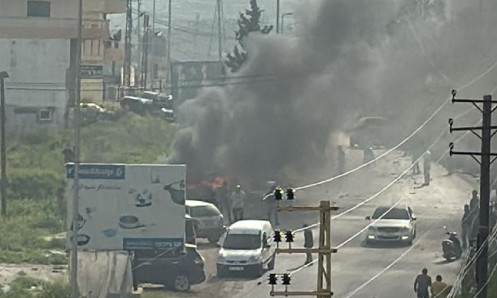 بالفيديو- مسيرة إسرائيلية تستهدف سيارة في البازورية