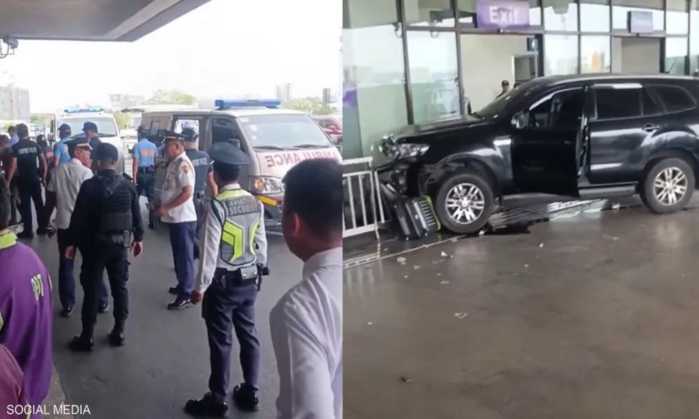 اصطدام سيارة بمدخل مطار في الفلبين… وسقوط قتيلين! (فيديو)