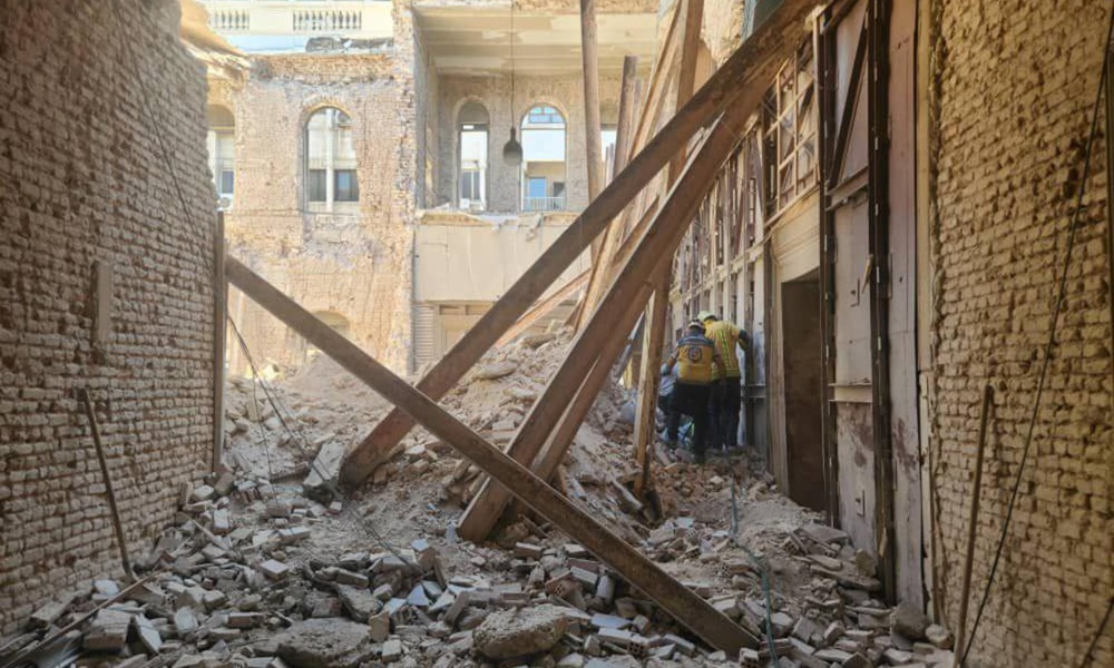 إنهيار جزء من مبنى السرايا في دمشق (فيديو)