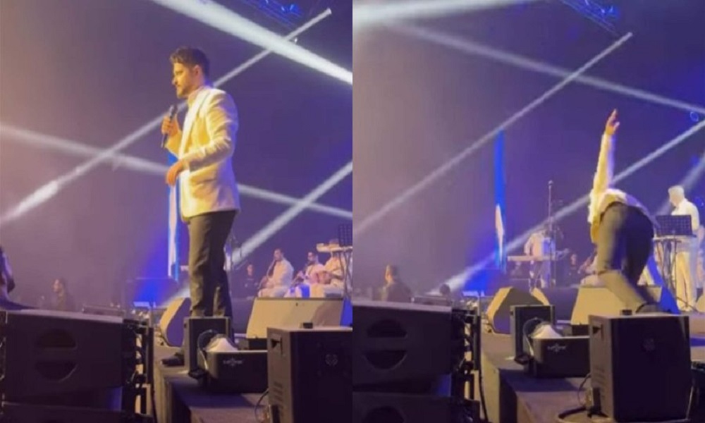 بالفيديو: تعثّر ناصيف زيتون على مسرح