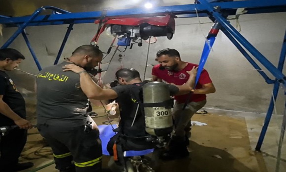 إنقاذ عاملين من بئر قيد الحفر