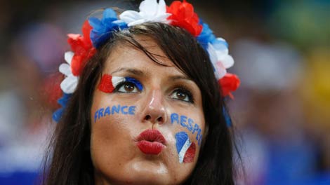 A+fan+of+France+is+pictured+before+their+Group+D+Euro+2012+soccer+match+against+Ukraine+at+Donbass+Arena+