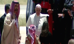 وصول البابا فرنسيس الى الأردن
