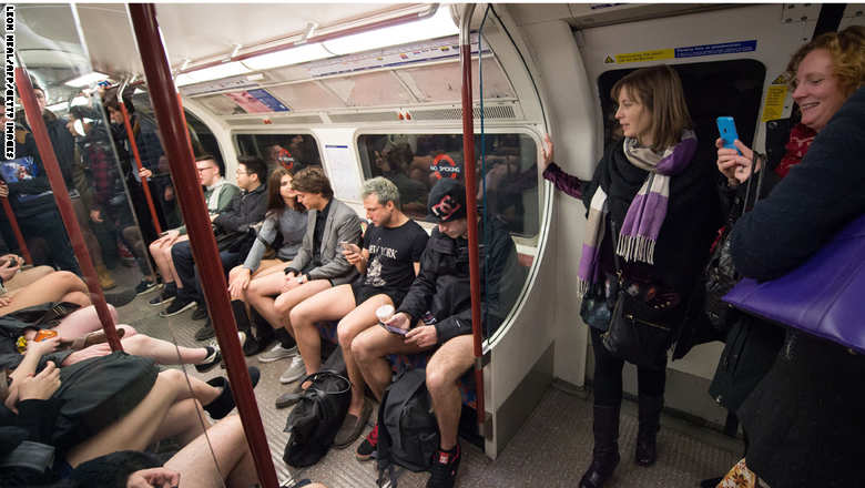 BRITAIN-PEOPLE-NO PANTS SUBWAY RIDE