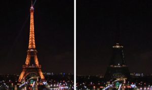بالصور.. إطفاء أضواء برج إيفل حدادا على ضحايا “شارل إيبدو”
